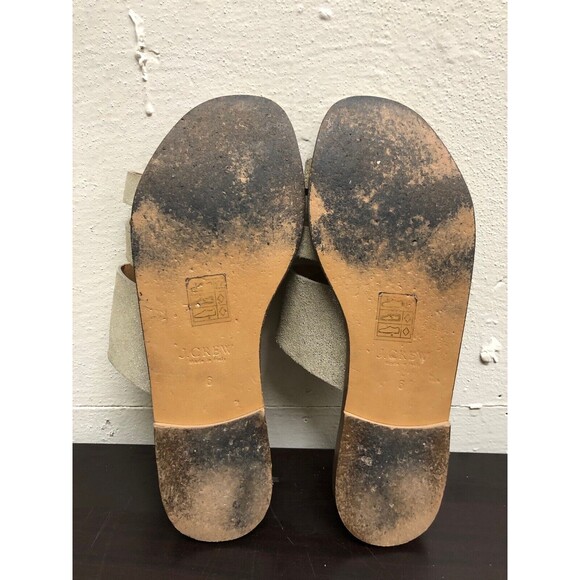 J Crew Made in Italy Women Slip On gold Leather Flat Sandals Slides shoes Size 6 - Picture 10 of 10